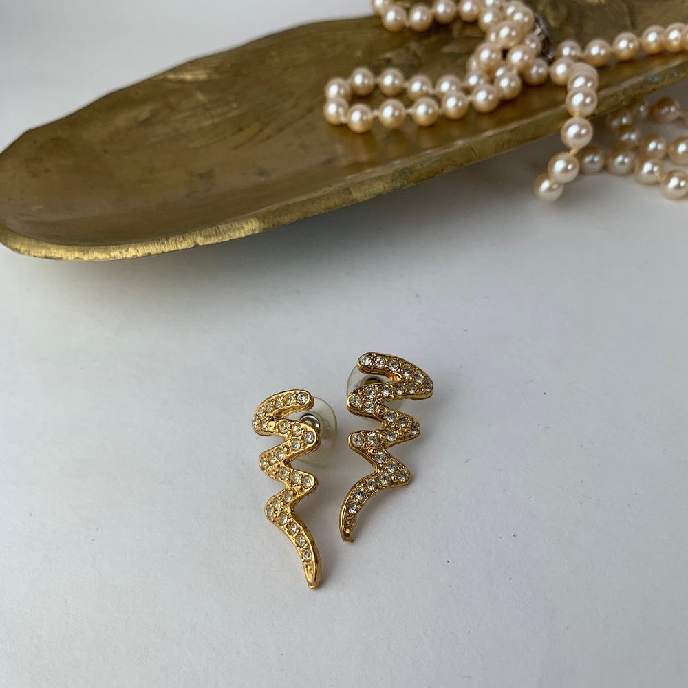 90s Zig Zag Gold Earrings